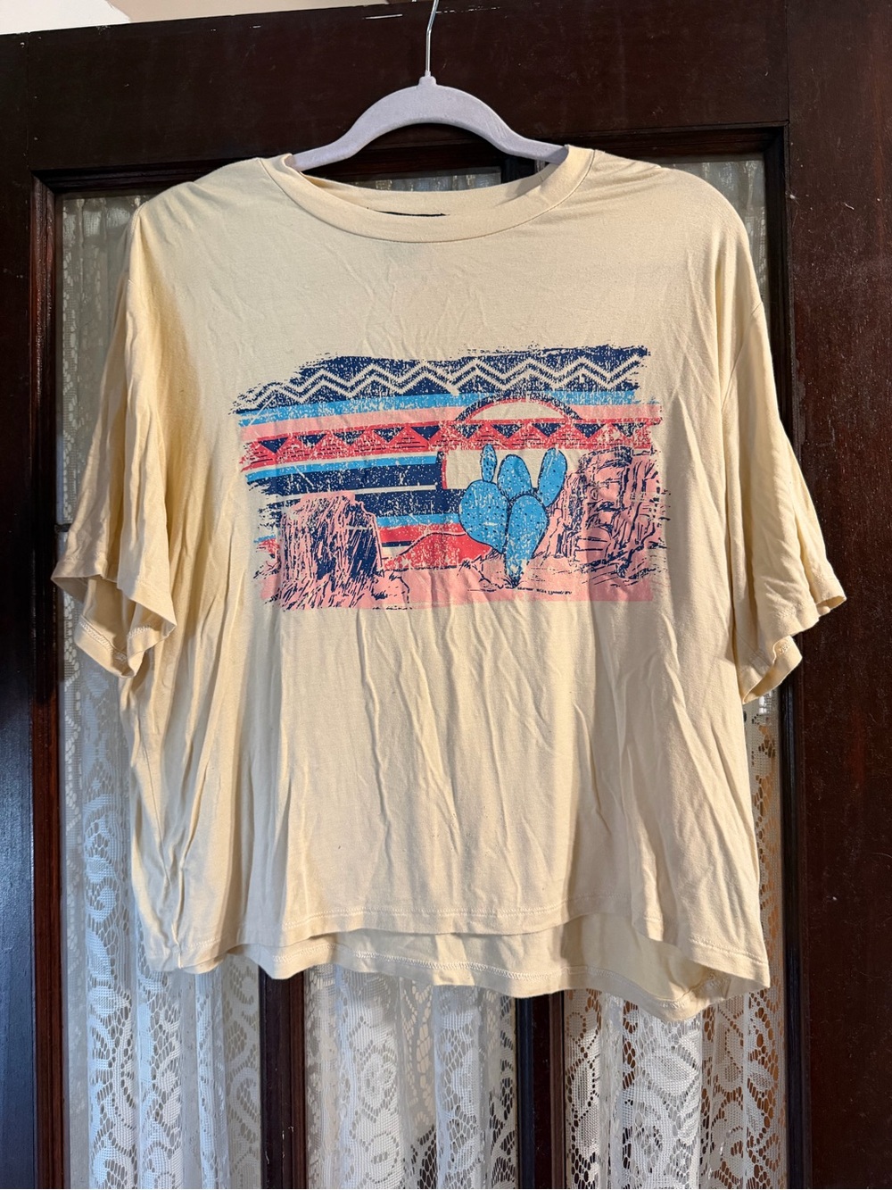 Rock & Roll Cowgirl Cream Short-Sleeve Desert Cactus Graphic Tee